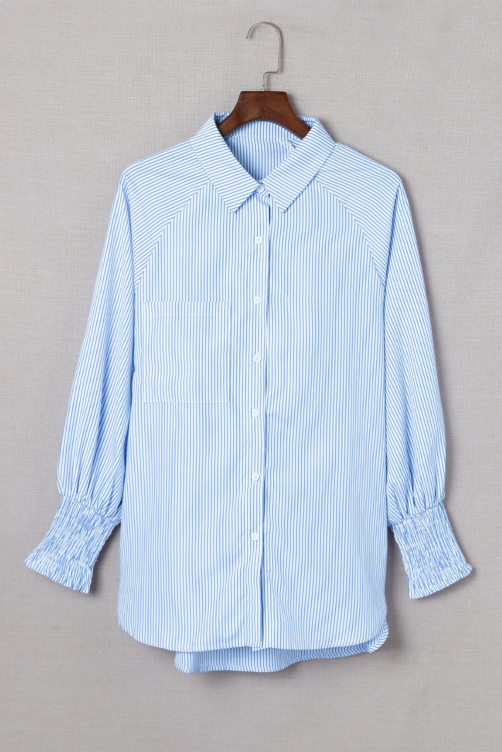 🔥LAST DAY SALE 49% OFF🏆️Mid-length smocked shirt with striped lapel and oversized drawdown sleeves - Image 22