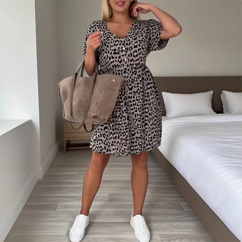 🔥Last Day Promotion 50% OFF💖Women's Casual V-Neck Short Sleeve Dress - Image 8