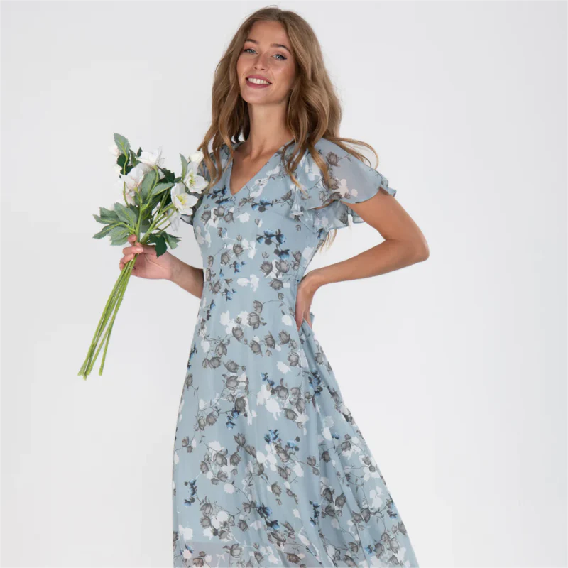 💐LAST DAY SALE 50% OFF💐Short Sleeve Long Dress with Floral Print - Image 2