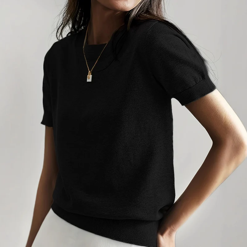 🎁New arrival 50% OFF💥Women's Crew Neck Short Sleeve Knit Top - Image 10