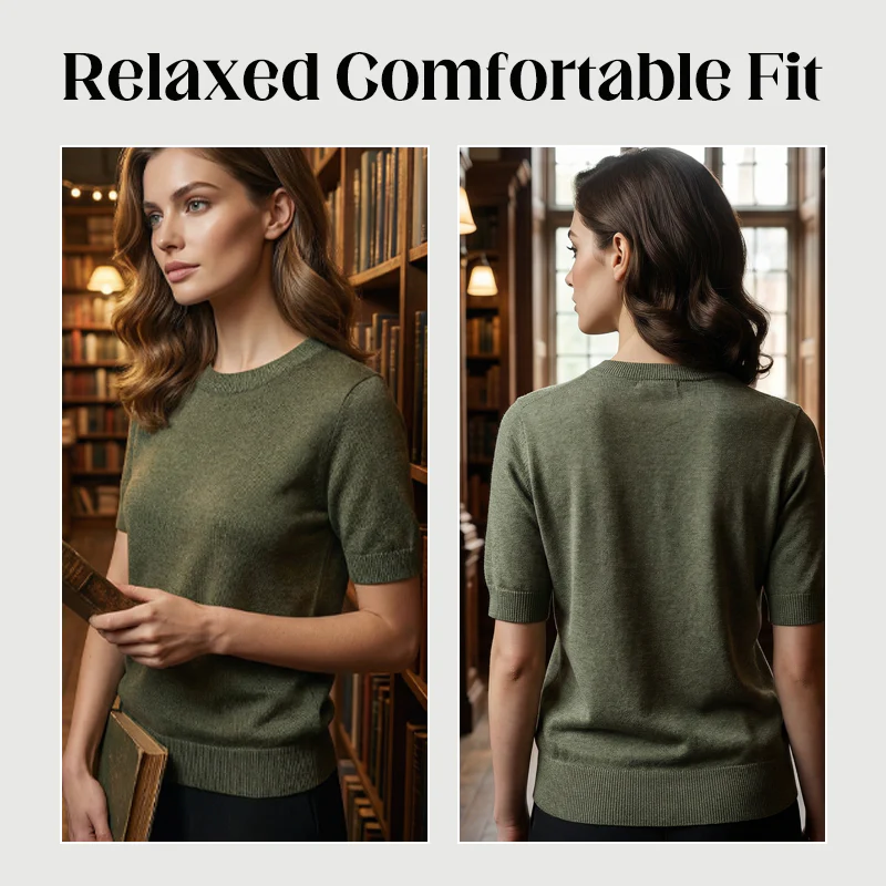 🎁New arrival 50% OFF💥Women's Crew Neck Short Sleeve Knit Top - Image 4