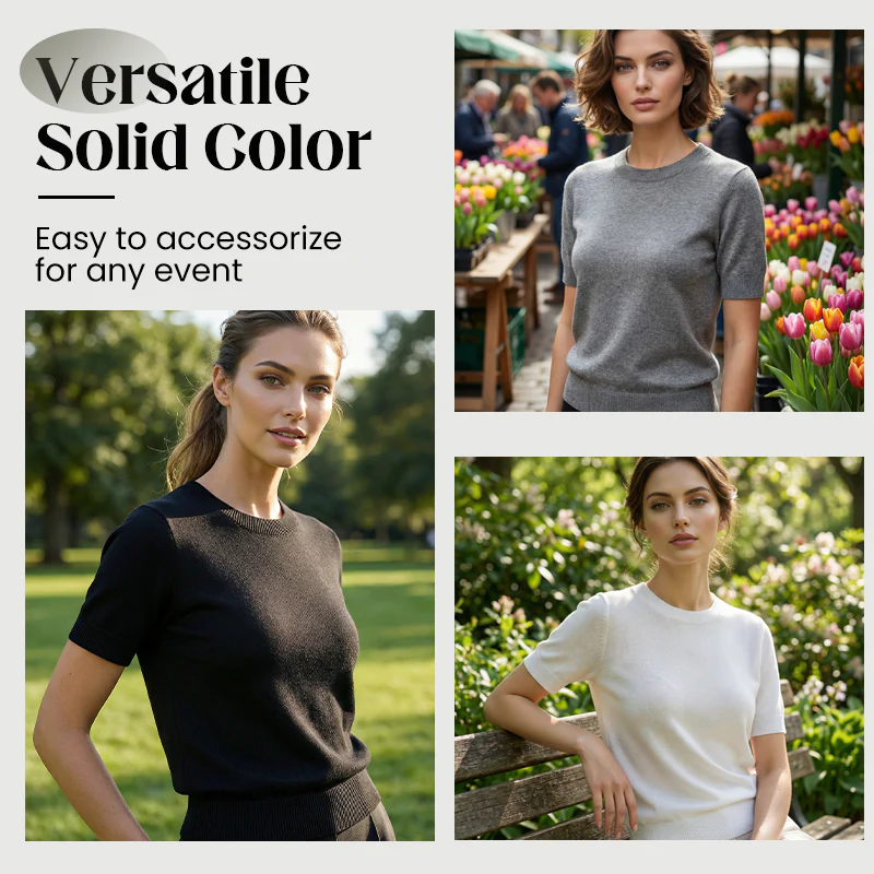 🎁New arrival 50% OFF💥Women's Crew Neck Short Sleeve Knit Top - Image 6