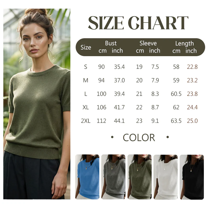 🎁New arrival 50% OFF💥Women's Crew Neck Short Sleeve Knit Top - Image 8