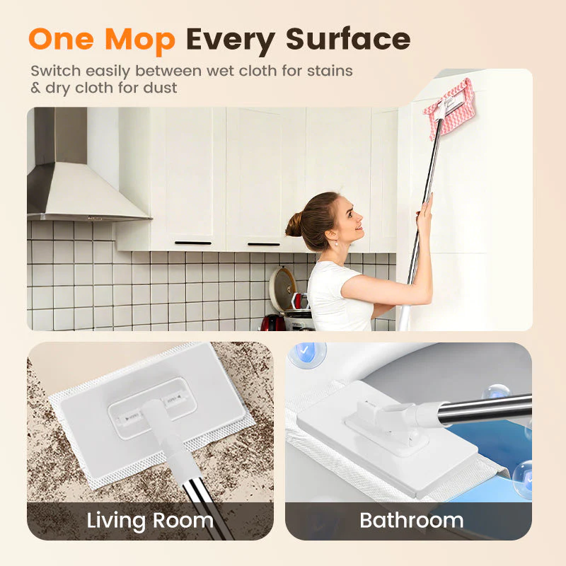 🔥 50% OFF!! ✨🧹Reusable Mop – Biomimetic Self-Clamping Clamp, 100 cm Telescopic Handle, 360° Rotation & Eco-Friendly (Multi-Surface)! - Image 5