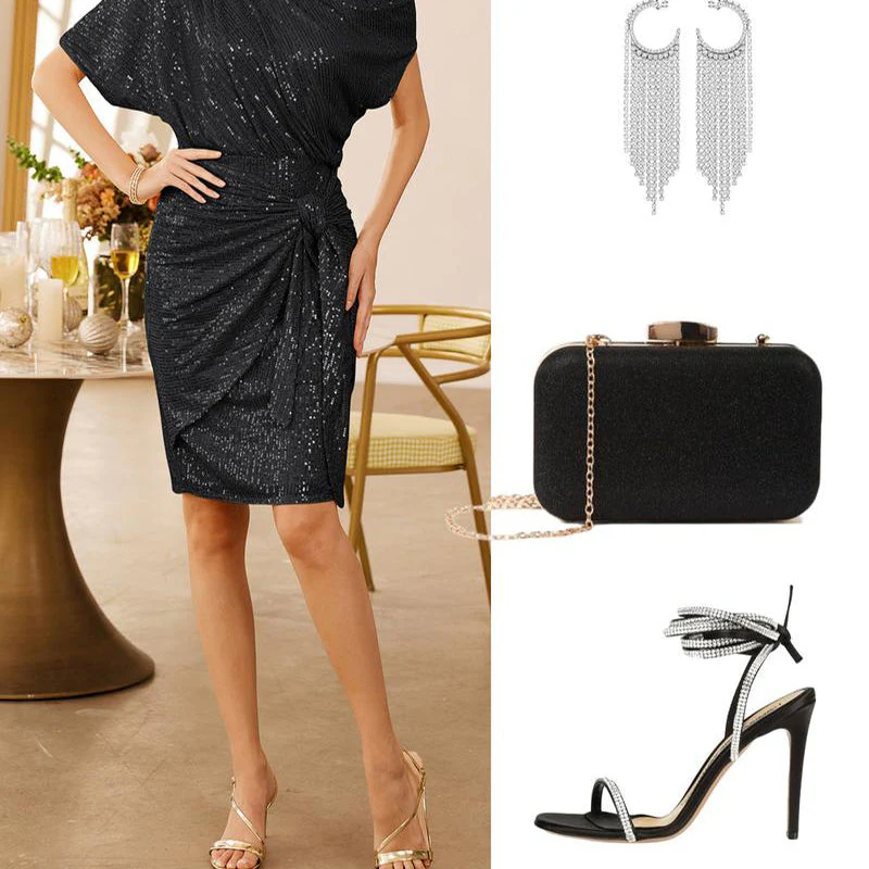 💃Last Day Sales - 49% OFF🎉Sparkly One-Shoulder Ruched Dress - Image 14