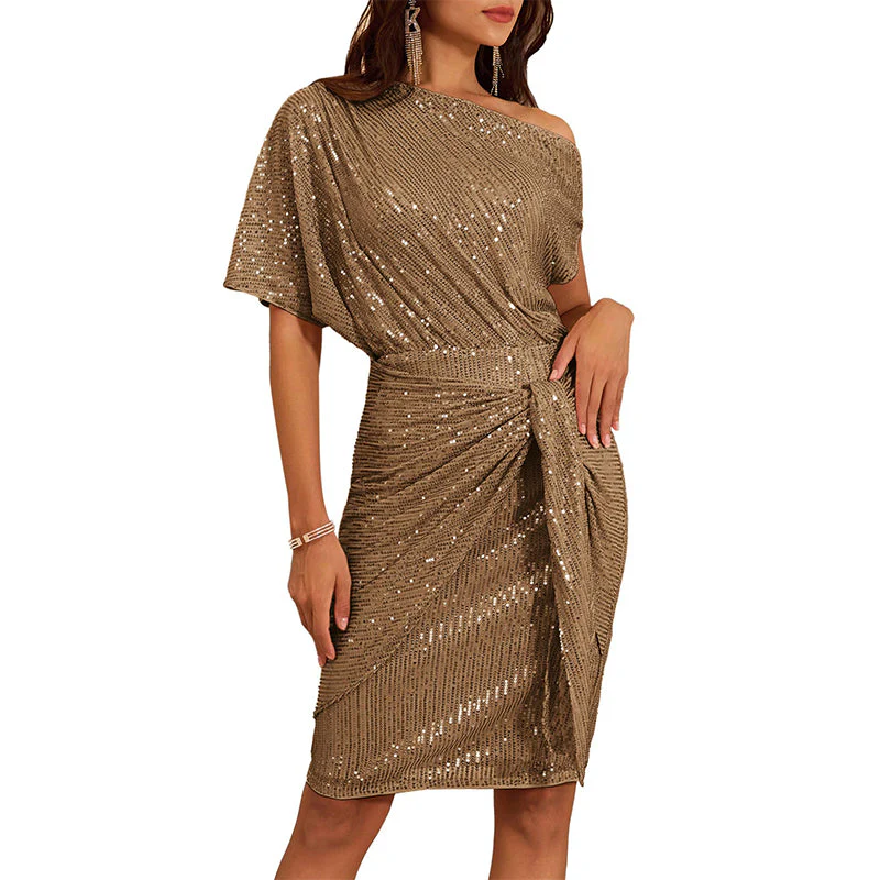 💃Last Day Sales - 49% OFF🎉Sparkly One-Shoulder Ruched Dress - Image 3