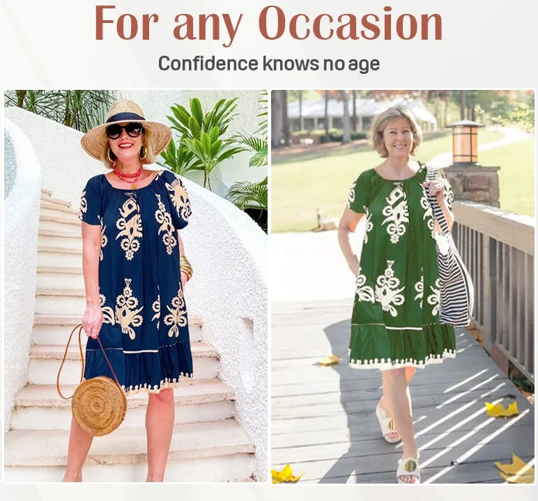 🌸Spring Special Sale 49% OFF!!🌸Geometric Pattern Multi Print Square Neck Dress - Image 2