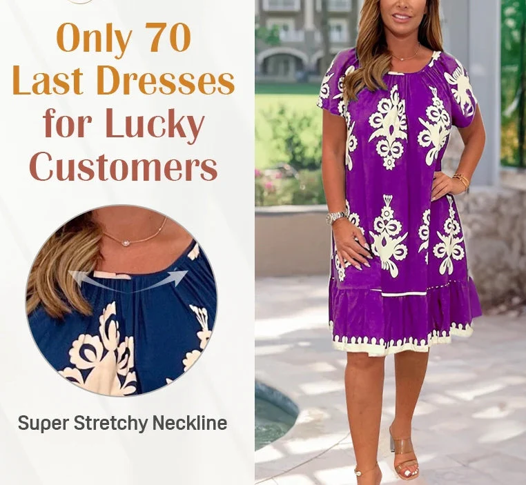 🌸Spring Special Sale 49% OFF!!🌸Geometric Pattern Multi Print Square Neck Dress - Image 7