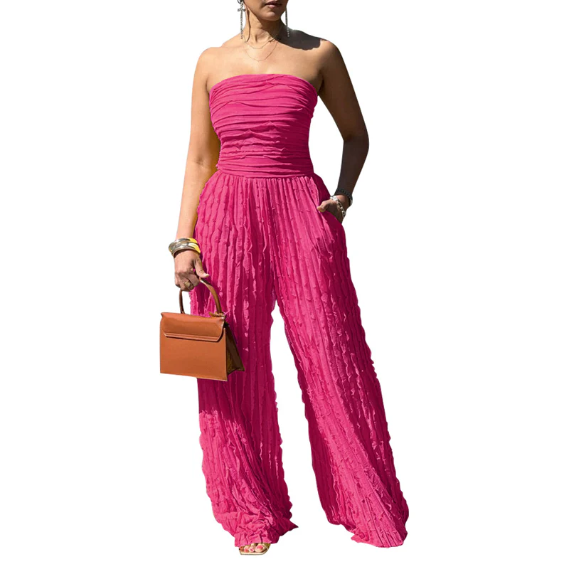 ⏳LAST DAY SALE 50% OFF💕Strapless Crinkle Wide-Leg Jumpsuit - Image 10