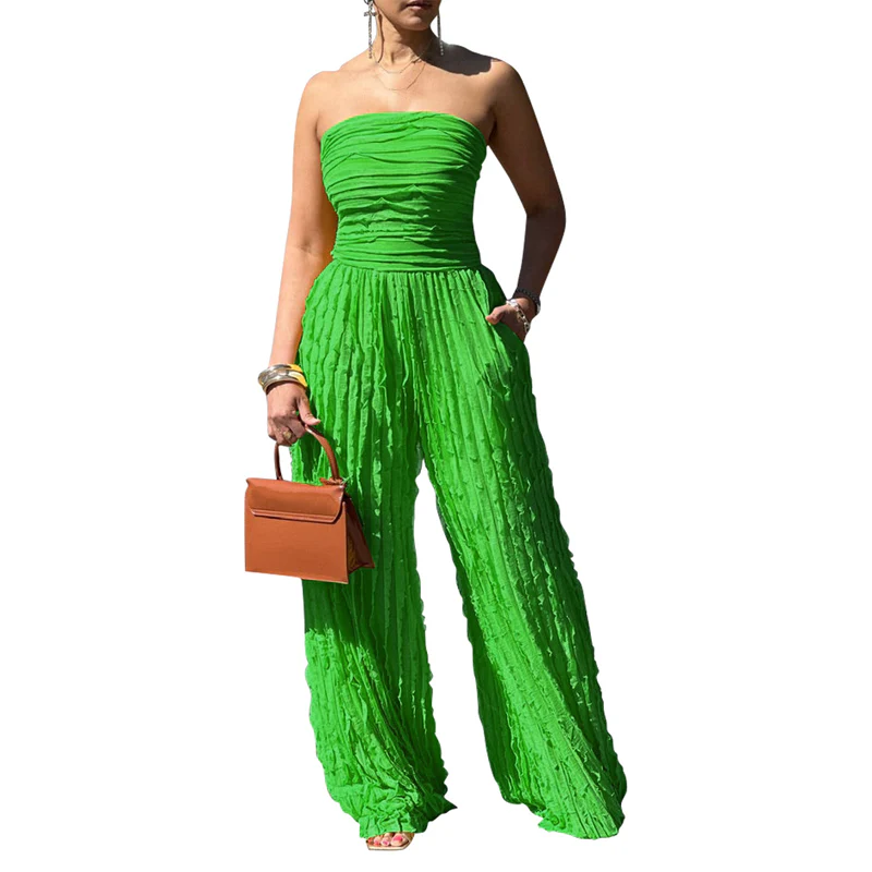⏳LAST DAY SALE 50% OFF💕Strapless Crinkle Wide-Leg Jumpsuit - Image 11
