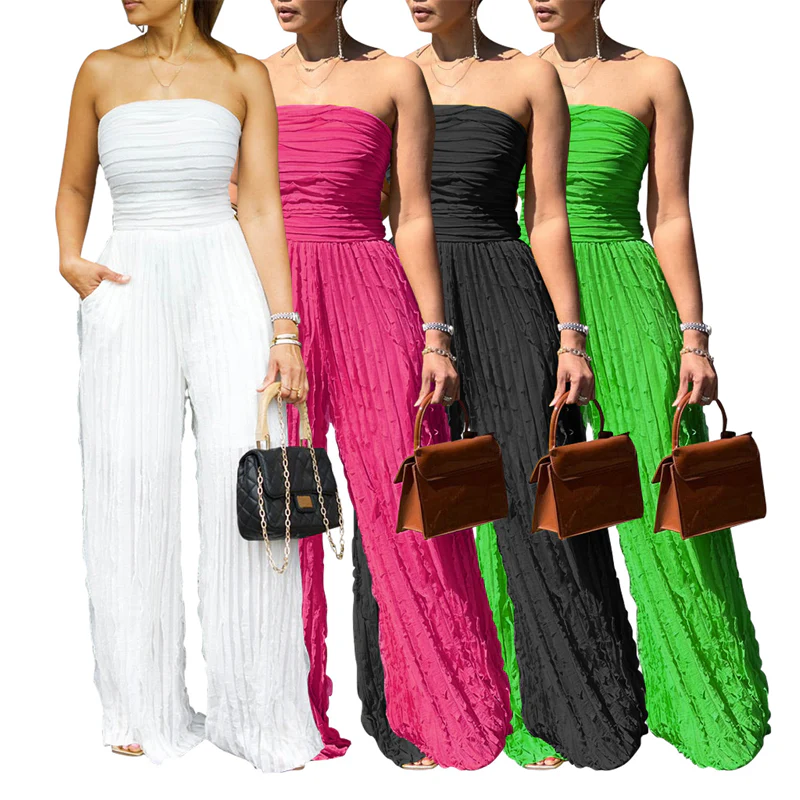 ⏳LAST DAY SALE 50% OFF💕Strapless Crinkle Wide-Leg Jumpsuit - Image 2