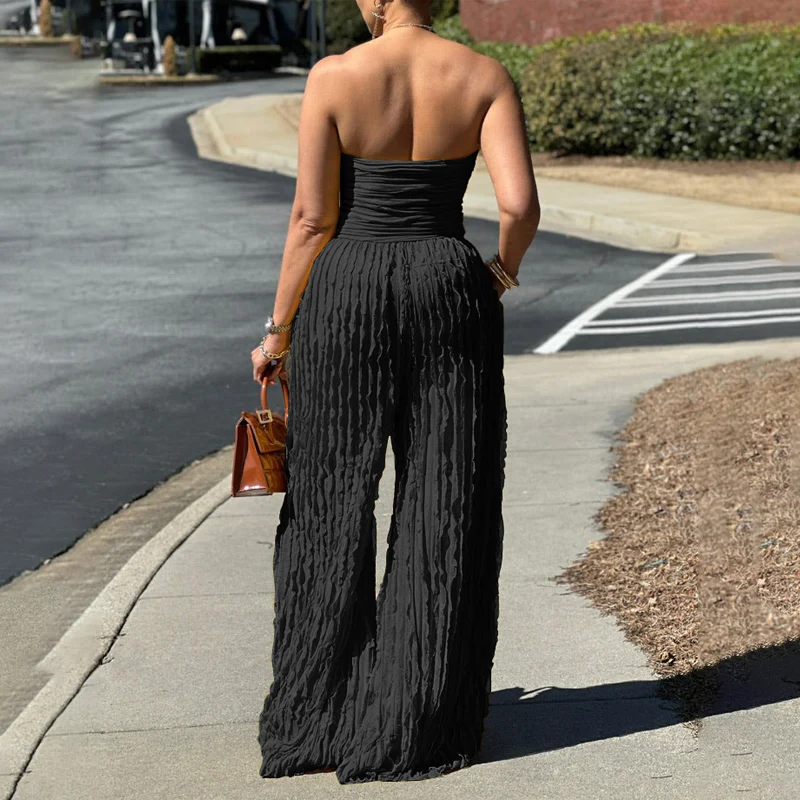 ⏳LAST DAY SALE 50% OFF💕Strapless Crinkle Wide-Leg Jumpsuit - Image 5