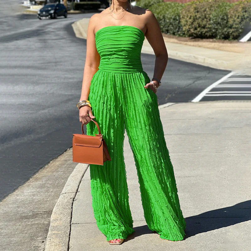⏳LAST DAY SALE 50% OFF💕Strapless Crinkle Wide-Leg Jumpsuit - Image 6
