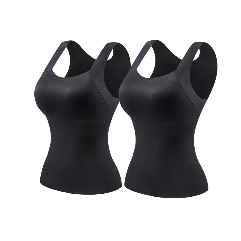 Women’s U Neck Thermal Tank Tops with Built-In Bra - Image 29