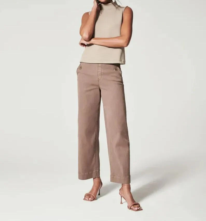 🔥2025 HOT SALE🥰Stretch Twill Cropped Wide Leg Pants - Image 6