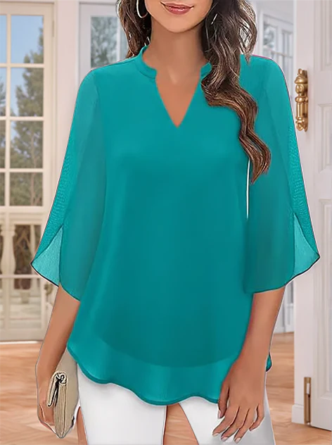 🌹LAST DAY SALE 50% OFF🌹V-neck chiffon shirt 2 - Image 15