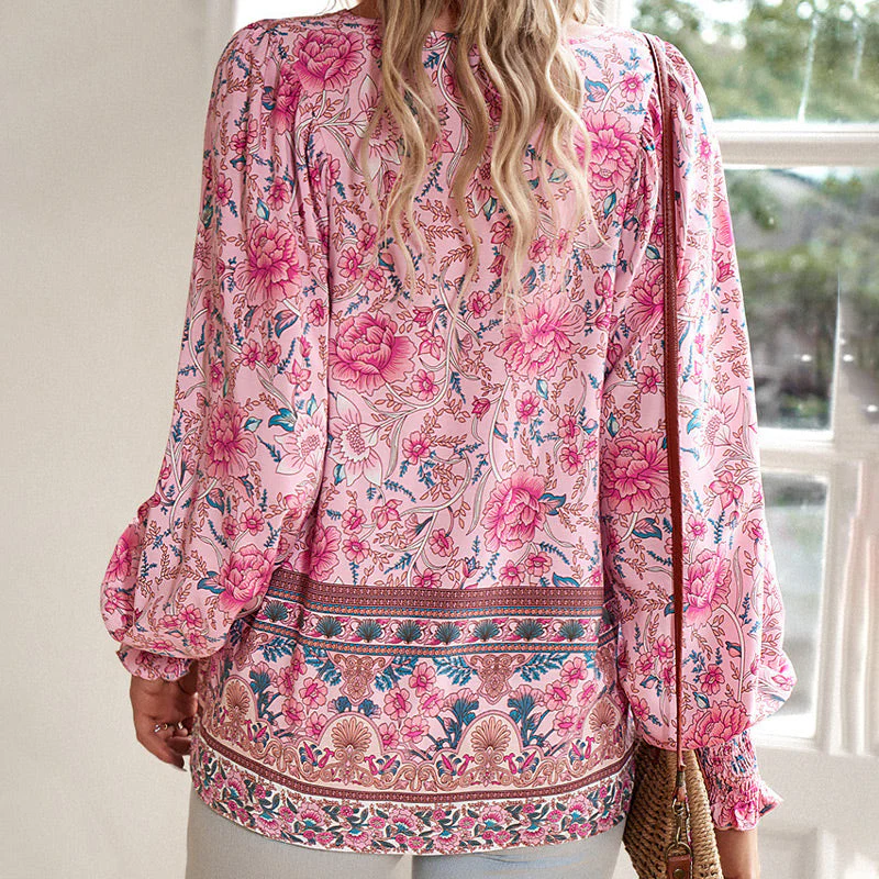 🌷LAST DAY SALE 50% OFF🌷Women's Fashion Printed v-Neck Long Sleeve Shirt 2 - Image 3