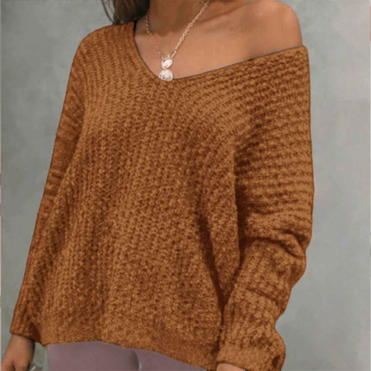 🔥Hot Sale 49% OFF🔥Women's Plain Drop Shoulder V Neck Sweater - Image 10