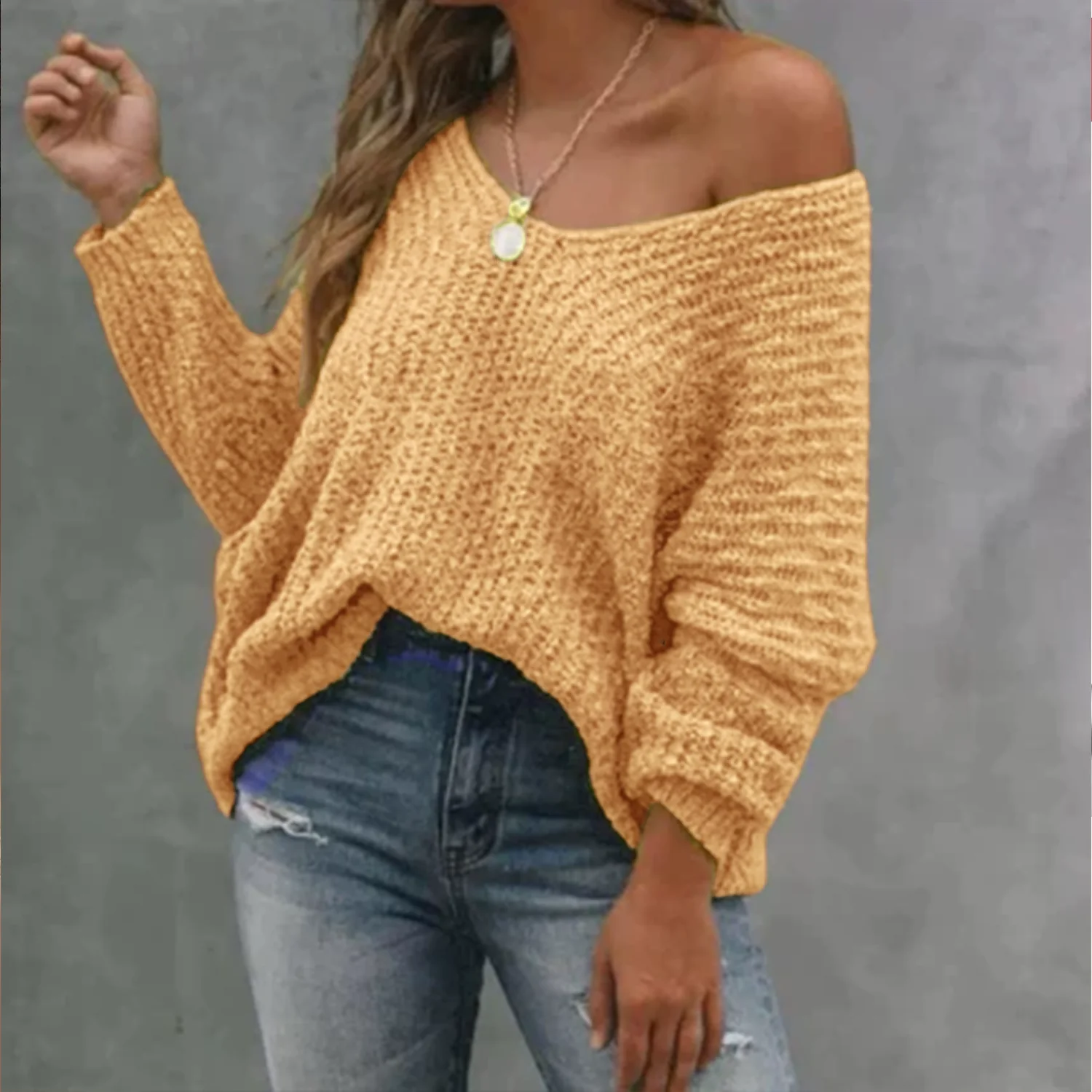 🔥Hot Sale 49% OFF🔥Women's Plain Drop Shoulder V Neck Sweater - Image 9