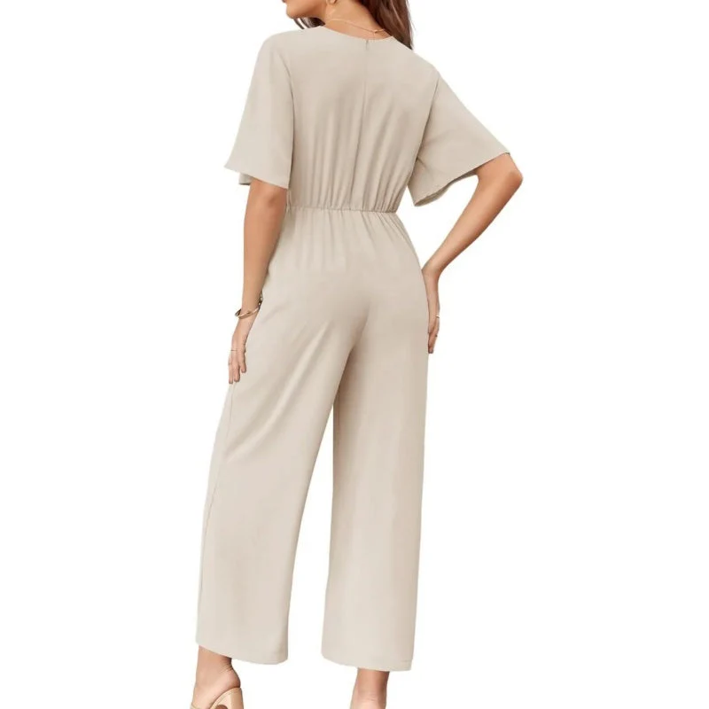 ⏰HOT SALE 49% OFF!!💖Women's Elegant V-Neck Wide Leg Waist Tie Jumpsuit - Image 8