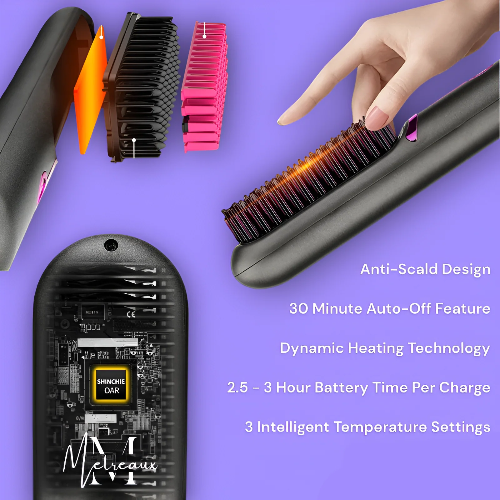 🏆2026 New Year Sale 50% OFF💁‍♀️Wireless Ceramic Heating Hair Straightening Hairbrush - Image 4