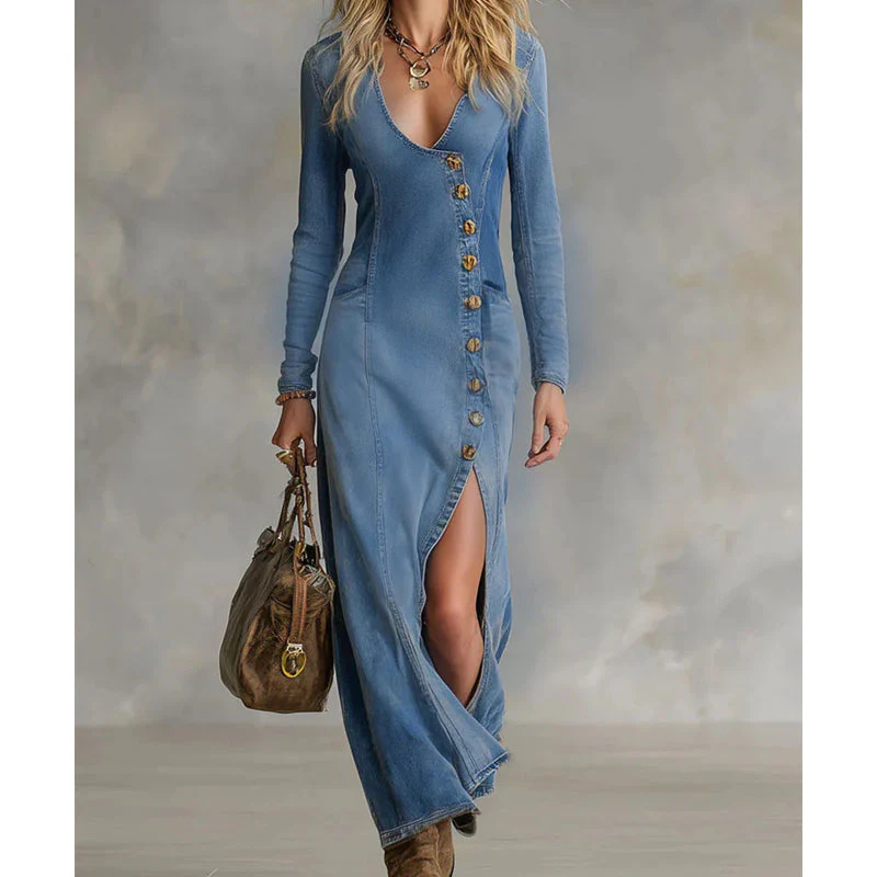 🔥Spring Special Sale 49% OFF!!🔥Women's Long Sleeve V-Neck Maxi Dress - Image 10