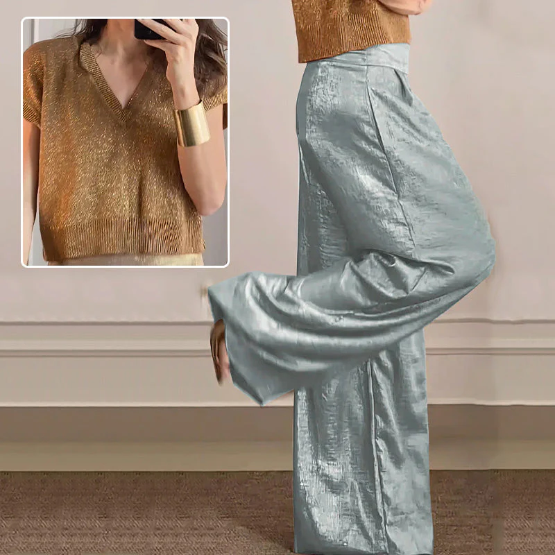 💕LAST DAY SALE 49% OFF💕Women's Casual Short-Sleeve Top & Wide-Leg Pants Two-Piece Suit - Image 13