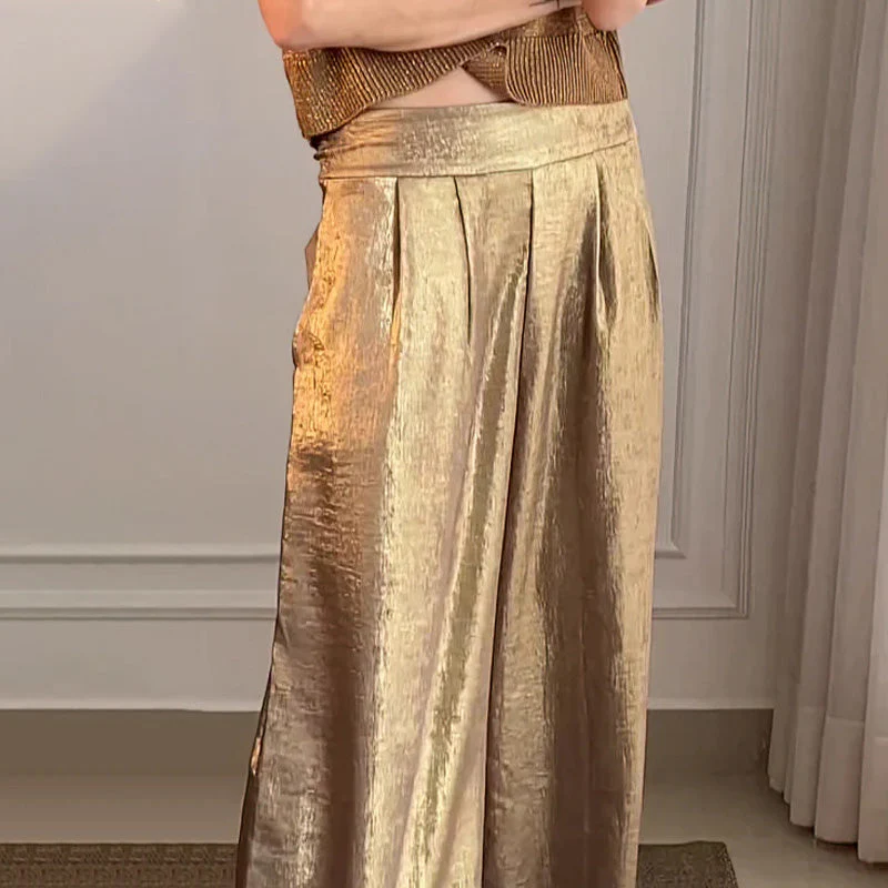 💕LAST DAY SALE 49% OFF💕Women's Casual Short-Sleeve Top & Wide-Leg Pants Two-Piece Suit - Image 3