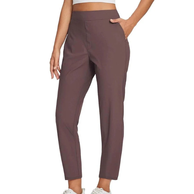 Women's High-Waisted Elastic Pants with Zipper Pockets - Image 3