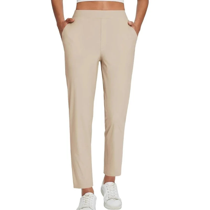 Women's High-Waisted Elastic Pants with Zipper Pockets - Image 5