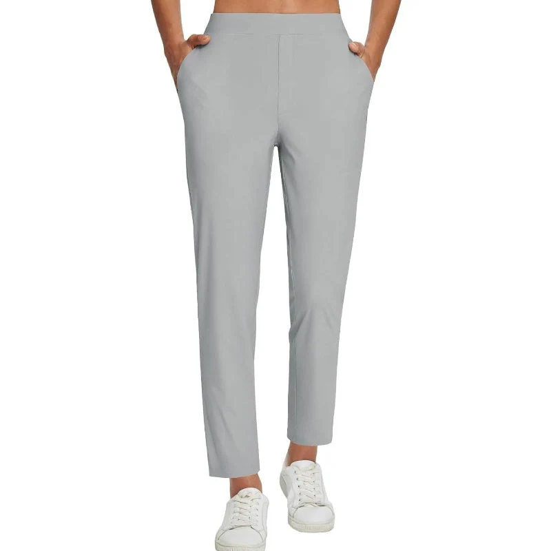 Women's High-Waisted Elastic Pants with Zipper Pockets - Image 6