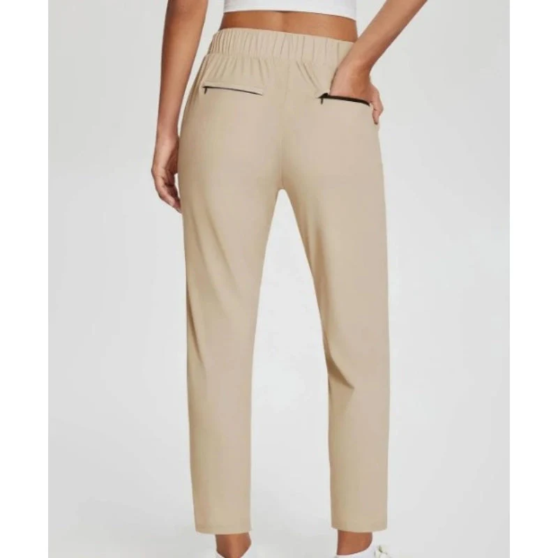 Women's High-Waisted Elastic Pants with Zipper Pockets - Image 7