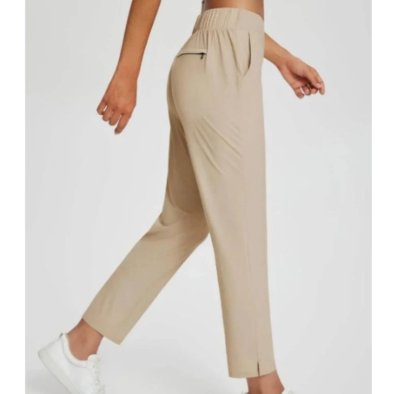 Women's High-Waisted Elastic Pants with Zipper Pockets - Image 8