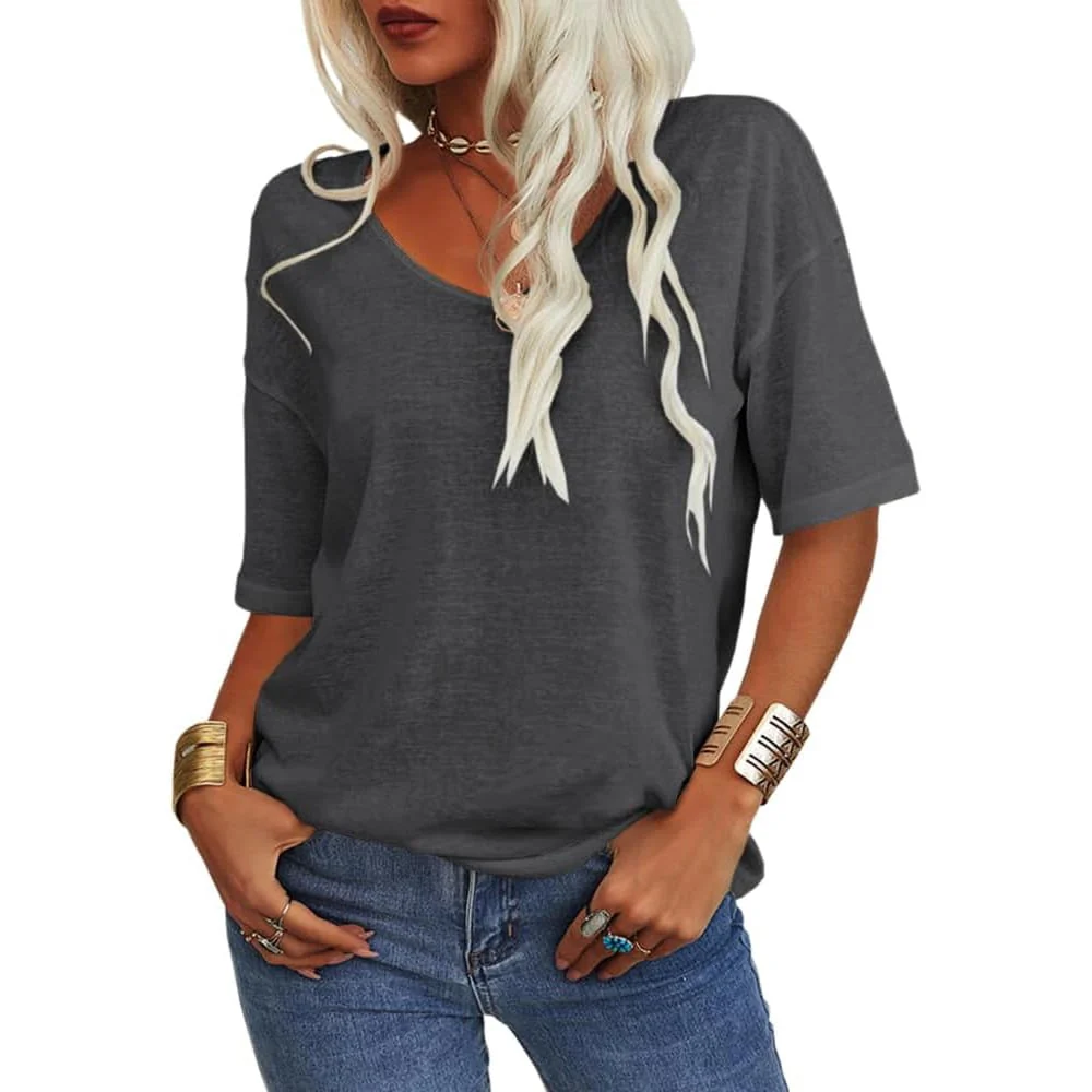 🔥This week's special price £9.99🔥Women's Solid Color V-Neck T-shirt - Image 4