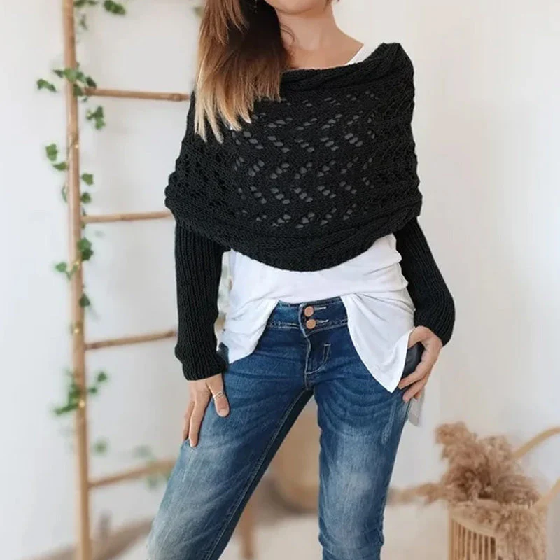 🔥Last Day Sale 49% OFF🏆️Women's Wrap Knit Shawl with Sleeves - Image 12