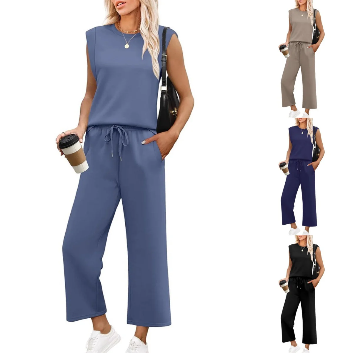 💕2025 Hot Sale 49% OFF🔥2025 New Women's Sleeveless Top & Wide-Leg Pants 2-Piece Set - Image 4
