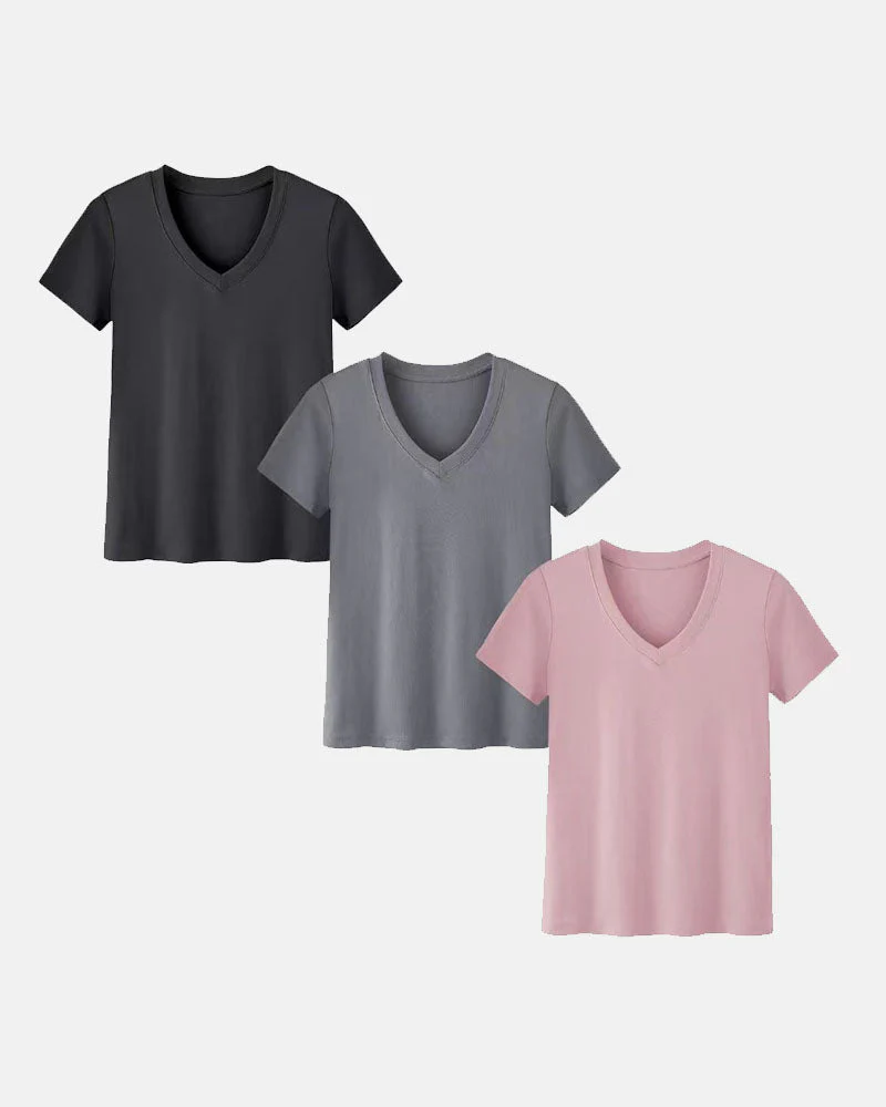 🔥Last Day - BUY 1 GET 3 PACKS!!🔥Womens 3 Pack T-Shirts Basic Short Sleeve V Neck Tops - Image 7