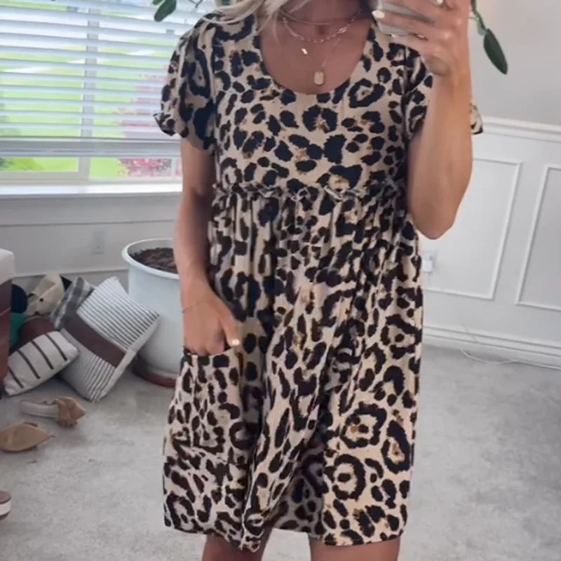 ⏳Time-limited Special⏰Women's Casual Leopard Print Mini Dress👗 - Image 6