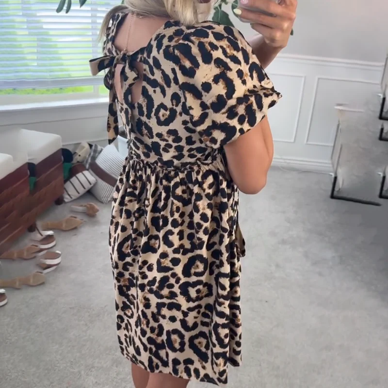 ⏳Time-limited Special⏰Women's Casual Leopard Print Mini Dress👗 - Image 8