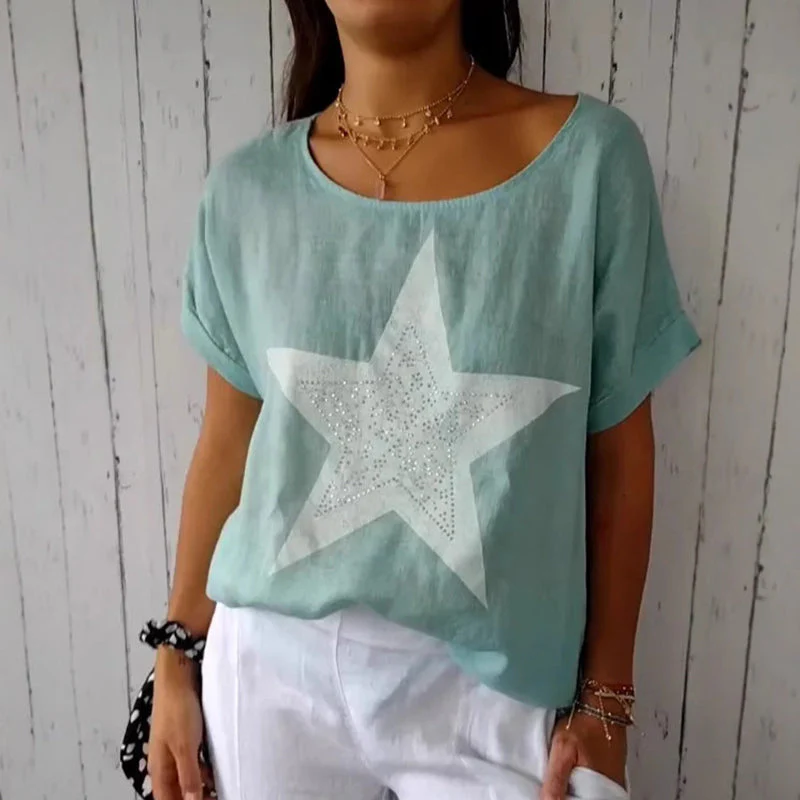 Women's Casual Star-Print Loose-Fit T-Shirt - Image 3