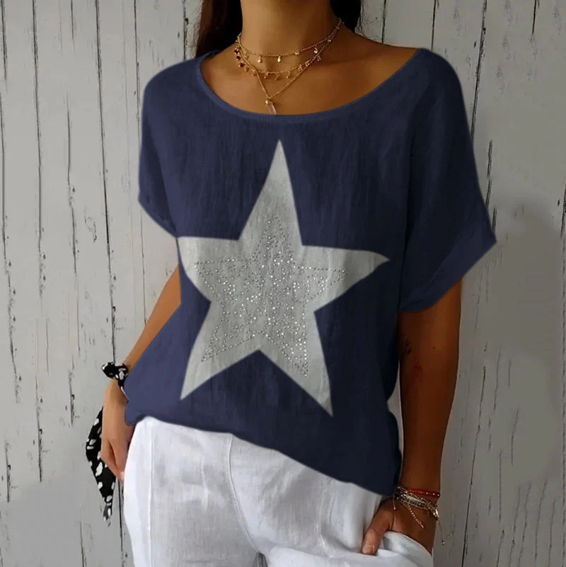 Women's Casual Star-Print Loose-Fit T-Shirt - Image 8