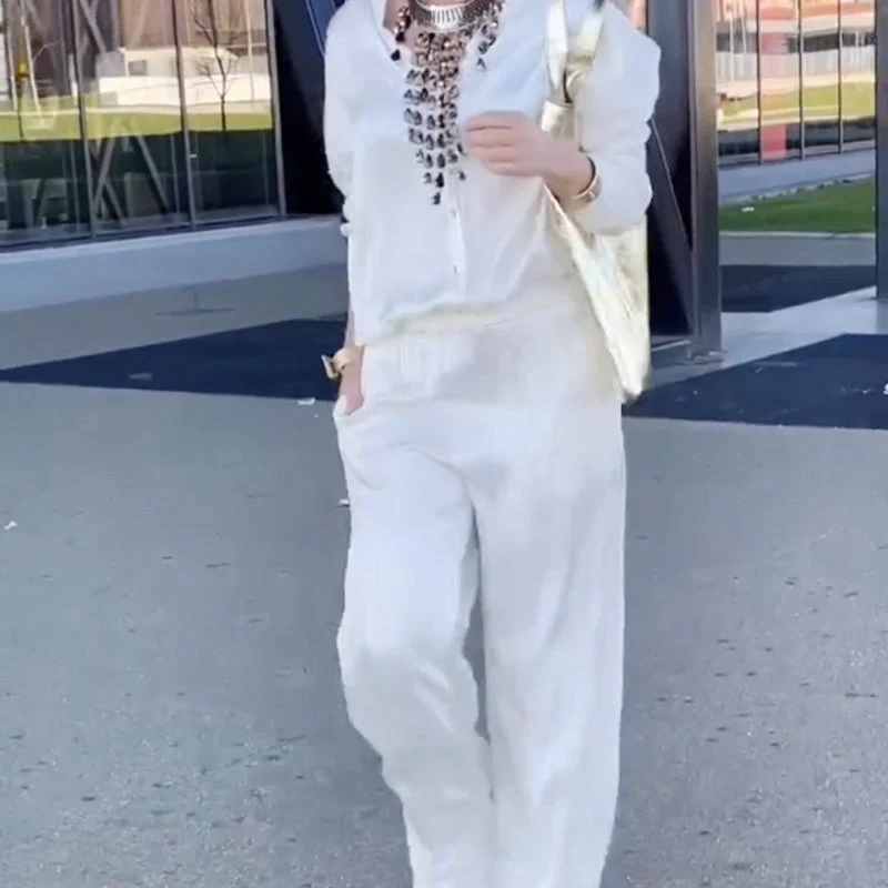 💕Limited Time 50% Off💕Women's Casual White Top & Pants Two-Piece Set💐💐 - Image 2