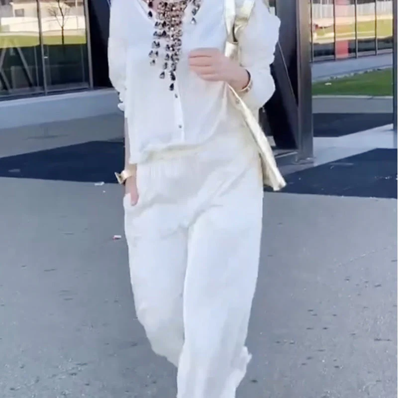 💕Limited Time 50% Off💕Women's Casual White Top & Pants Two-Piece Set💐💐 - Image 7