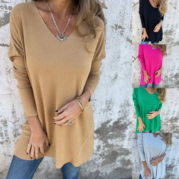 💖LAST DAY SPECIAL PRICE: £15.99!!💖Women's Cozy Knit Long Sleeve Tunic Top with Side Slits - Image 16