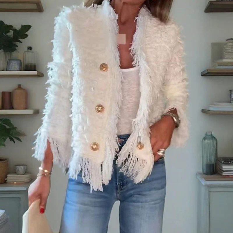 ⏳50% OFF today only!⏰Women’s Fashion Button Tassel Short Coat - Image 5