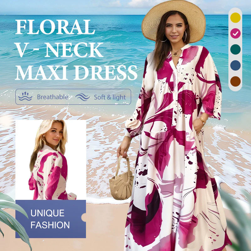 🔥Summer Cool Deal: 49% OFF!!💃Women’s Floral V-Neck Maxi Dress