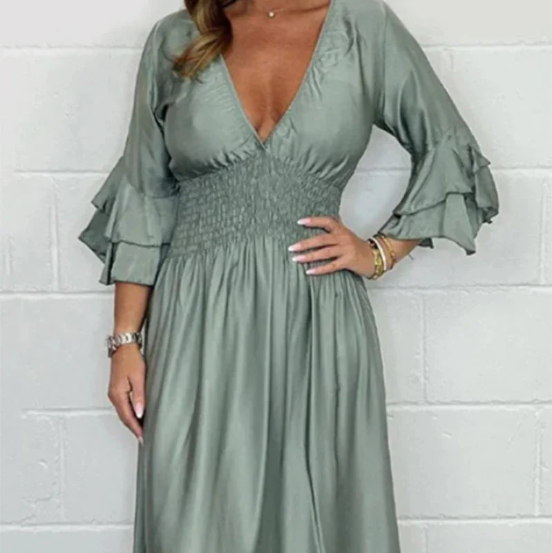 💕Spring New💕Women's Flowy Ruffle High Waist Dress - Image 9