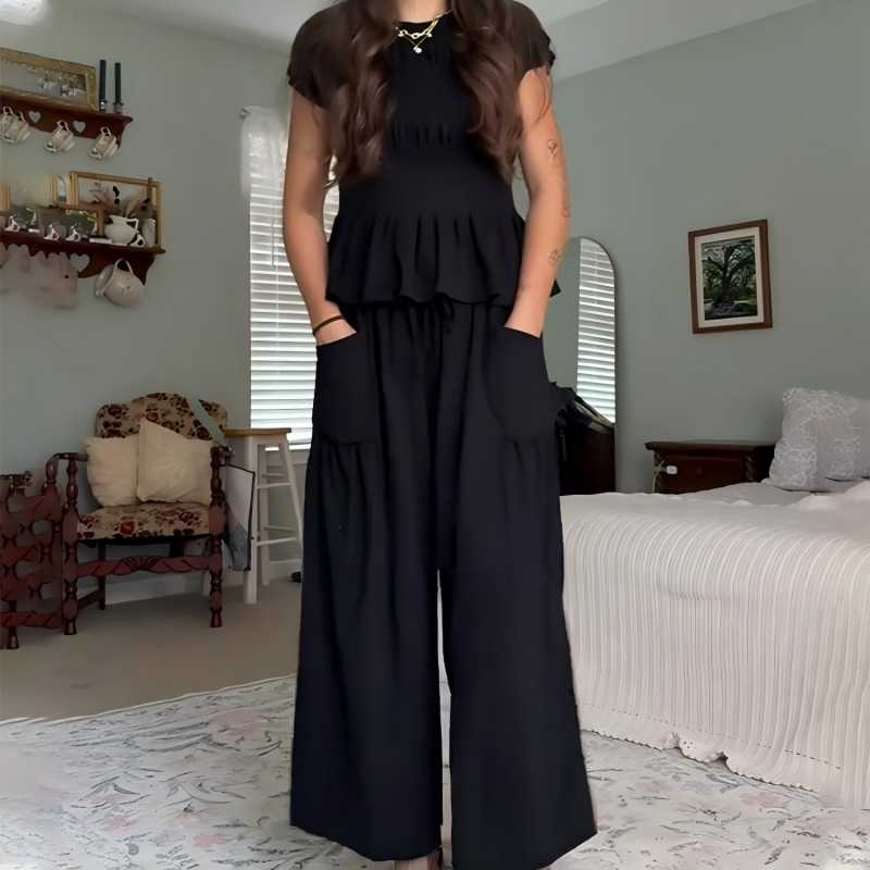 Women’s Pleated Top & Wide-Leg Pants Set - Image 6