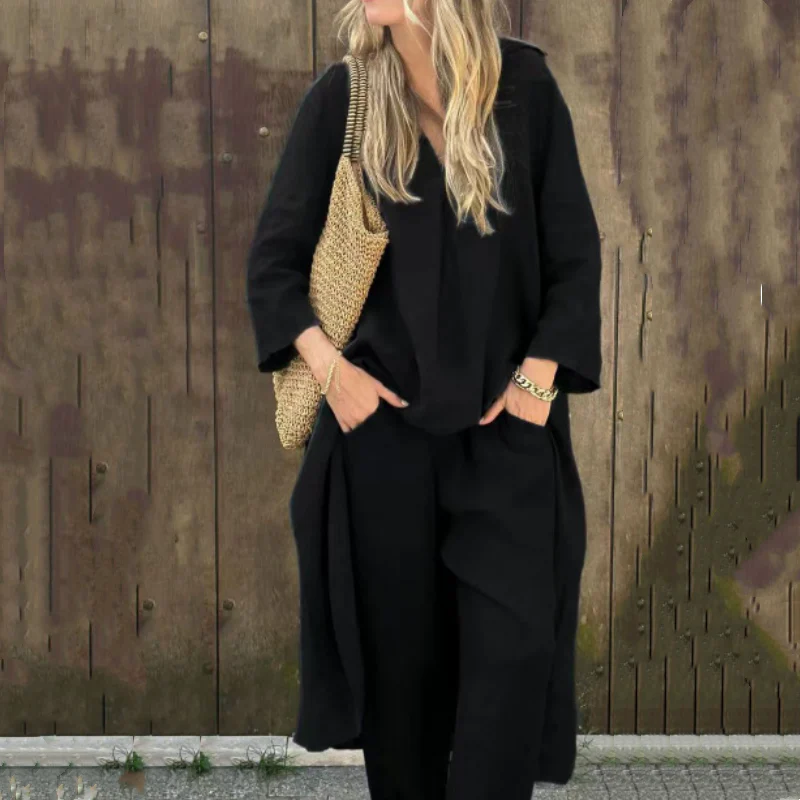 🌞👚Women's Summer Loose Pocket V-Neck 2-Piece Set🌸 Light and Comfortable, Stylish and Casual, A Summer Must-Have! - Image 5