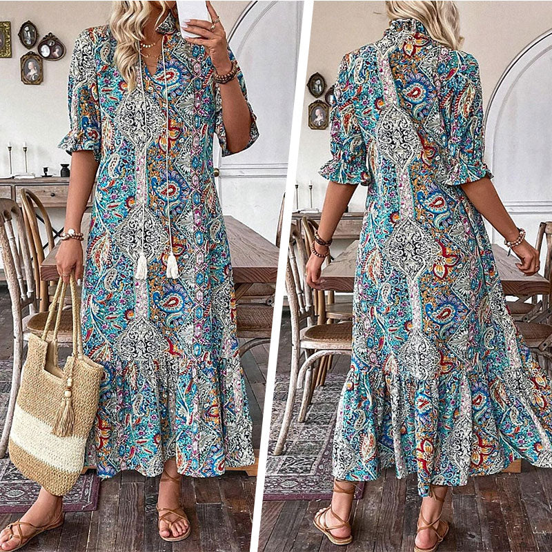🌸Spring Specials Sale 50% OFF💐 Women's Summer V-Neck Floral Dress - Image 3